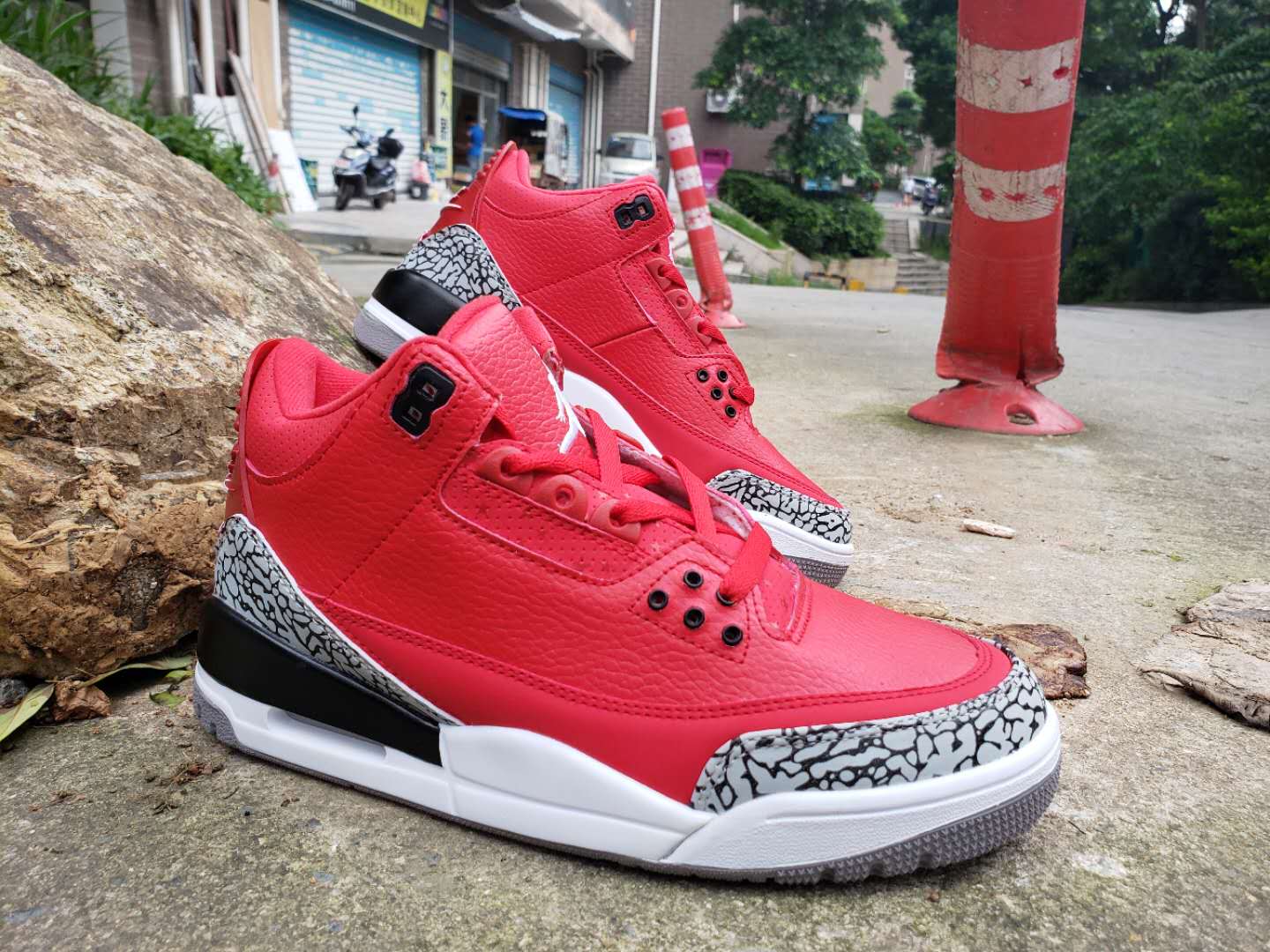 2019 Air Jordan 3 Retro Chicago Bulls Red Grey Black White Shoes - Click Image to Close